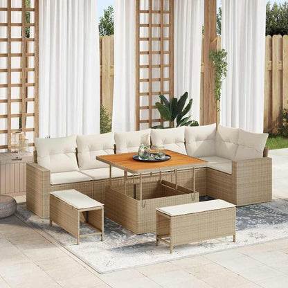 Gartensofa-set 9 pcs Beige Poly-Rattan