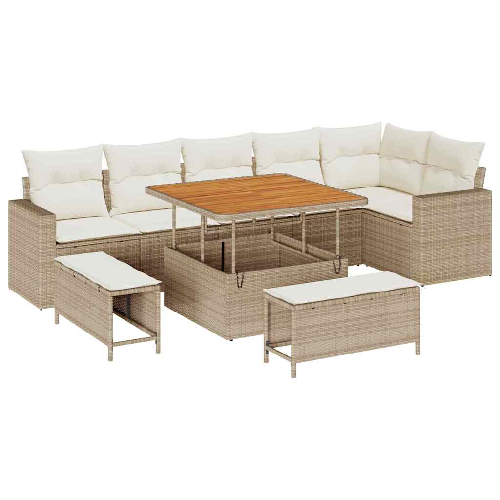 Gartensofa-set 9 pcs Beige Poly-Rattan