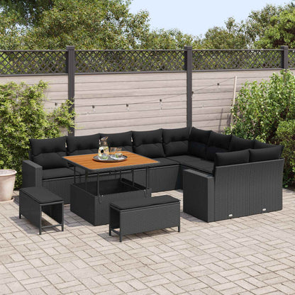 vidaXL Ensemble de canapés de jardin 12 pcs Résine tressée Noir