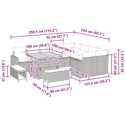 vidaXL Ensemble de canapés de jardin 12 pcs Résine tressée Noir