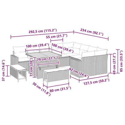 Gartensofa-set 12 pcs Beige Poly-Rattan