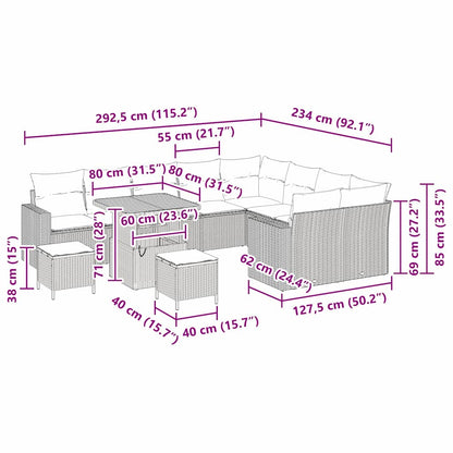 Gartensofa-set 12 pcs Beige Poly-Rattan