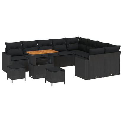 Gartensofa-set 12 pcs Schwarz Poly-Rattan
