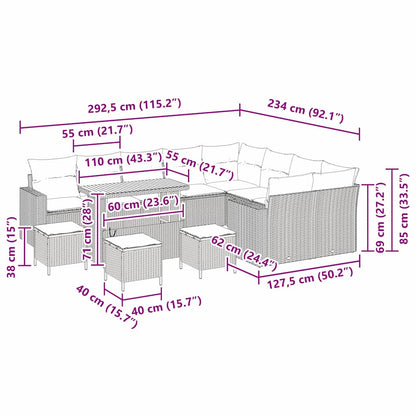 Gartensofa-set 13 pcs Beige Poly-Rattan