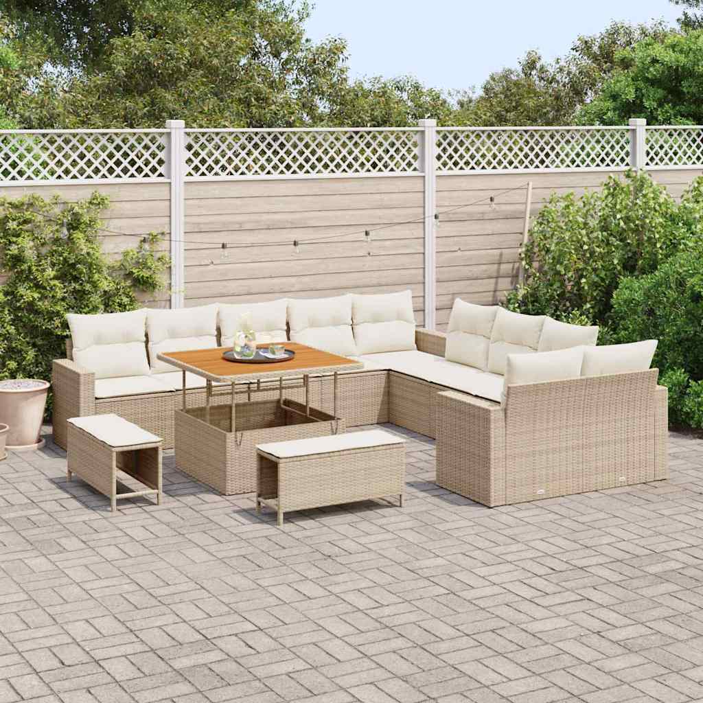 vidaXL Ensemble de canapés de jardin 13 pcs Beige Rotin synthétique