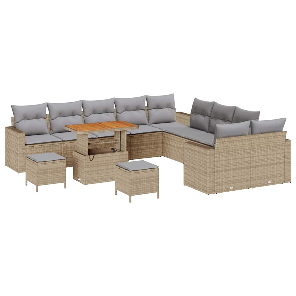 Gartensofa-set 13 pcs Beige Poly-Rattan