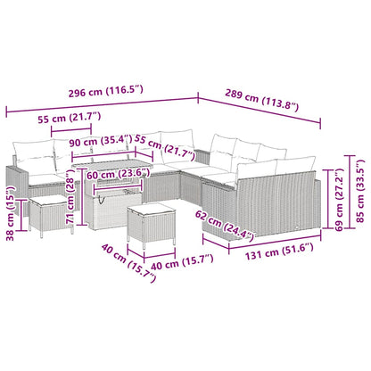Gartensofa-set 13 pcs Beige Poly-Rattan