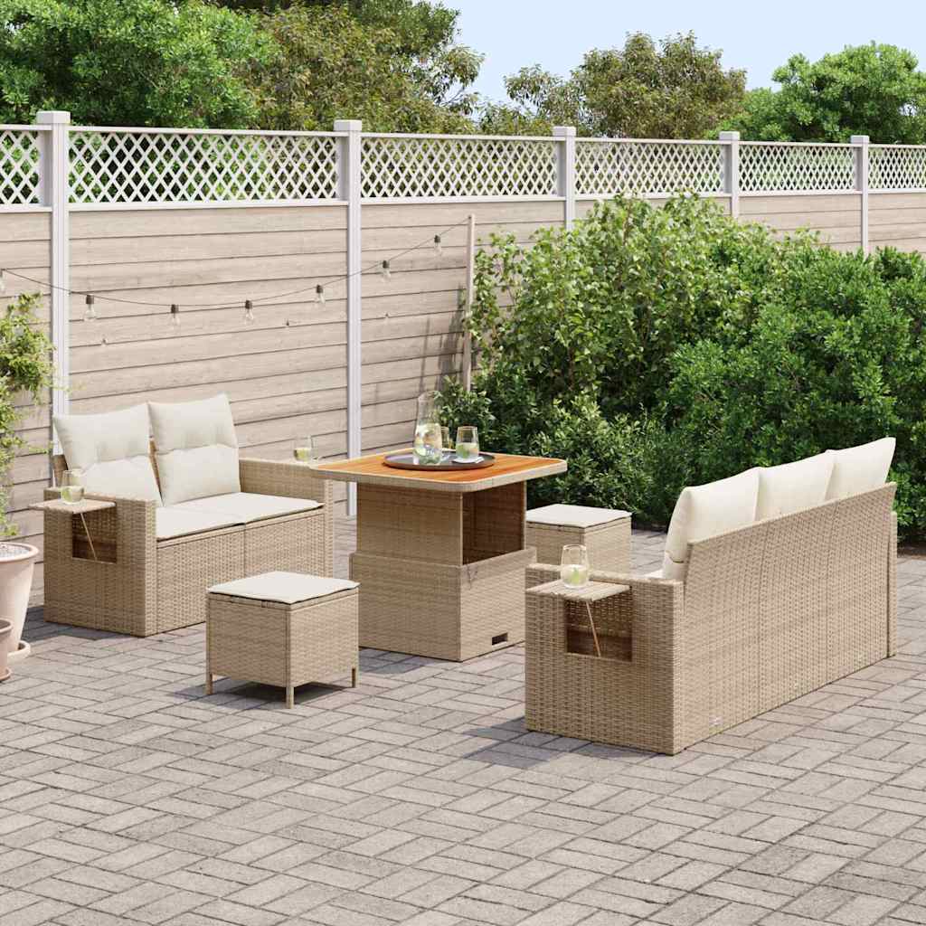 vidaXL Salon de jardin avec coussins 8 pcs Beige Résine tressée