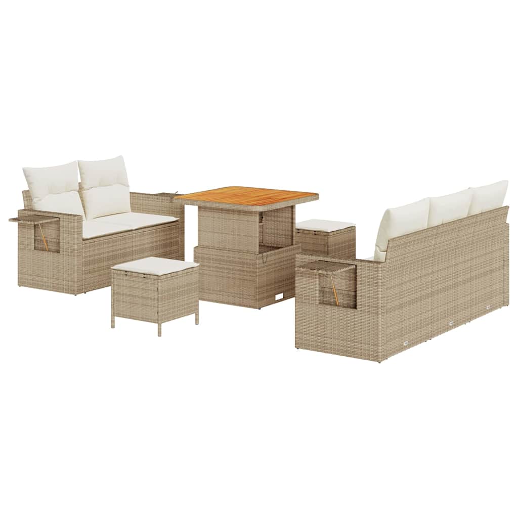 vidaXL Salon de jardin avec coussins 8 pcs Beige Résine tressée