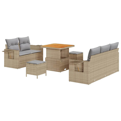 Gartensofa-set mit Kissen 8 pcs Beige Poly-Rattan