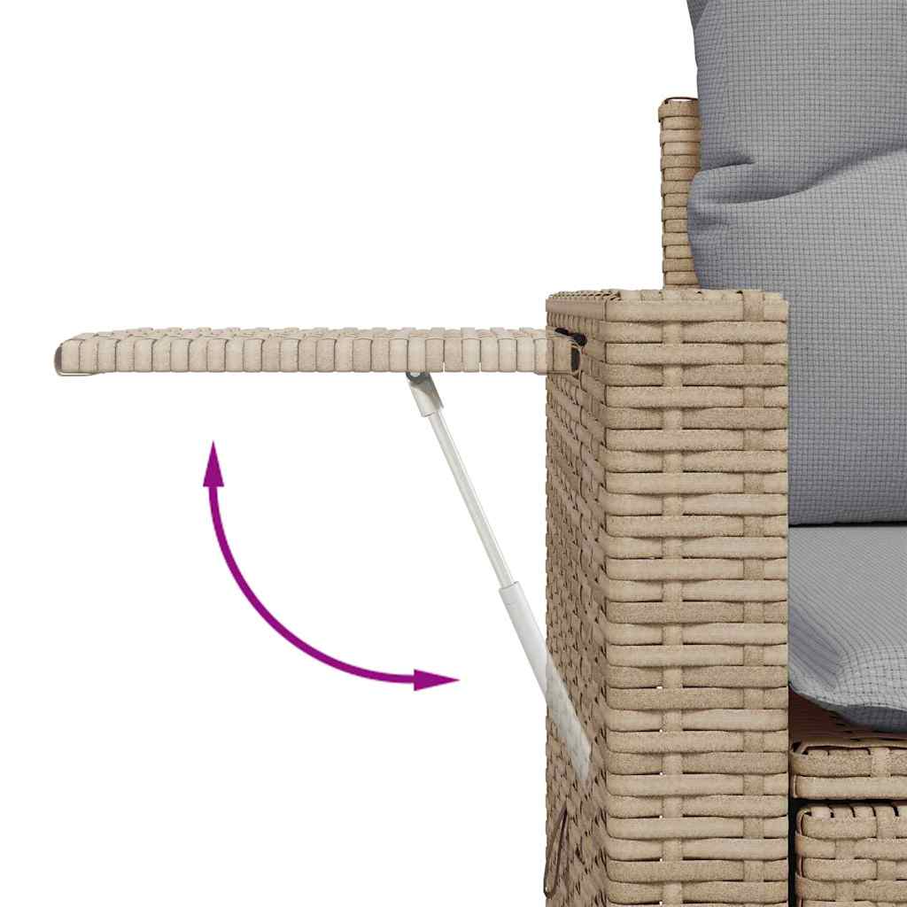 Gartensofa-set mit Kissen 8 pcs Beige Poly-Rattan