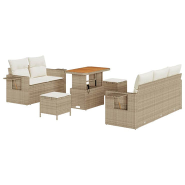 vidaXL Salon de jardin avec coussins 8 pcs Beige Résine tressée