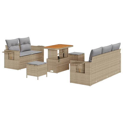 vidaXL Salon de jardin avec coussins 8 pcs Beige Résine tressée