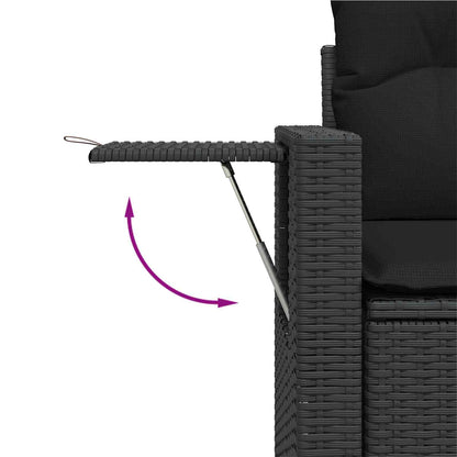 Gartensofa-set mit Kissen 9 pcs Schwarz Poly-Rattan