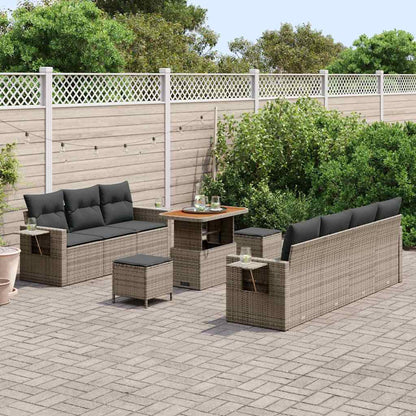 Garten-Sofa-Set 10 pcs Grau Poly-Rattan