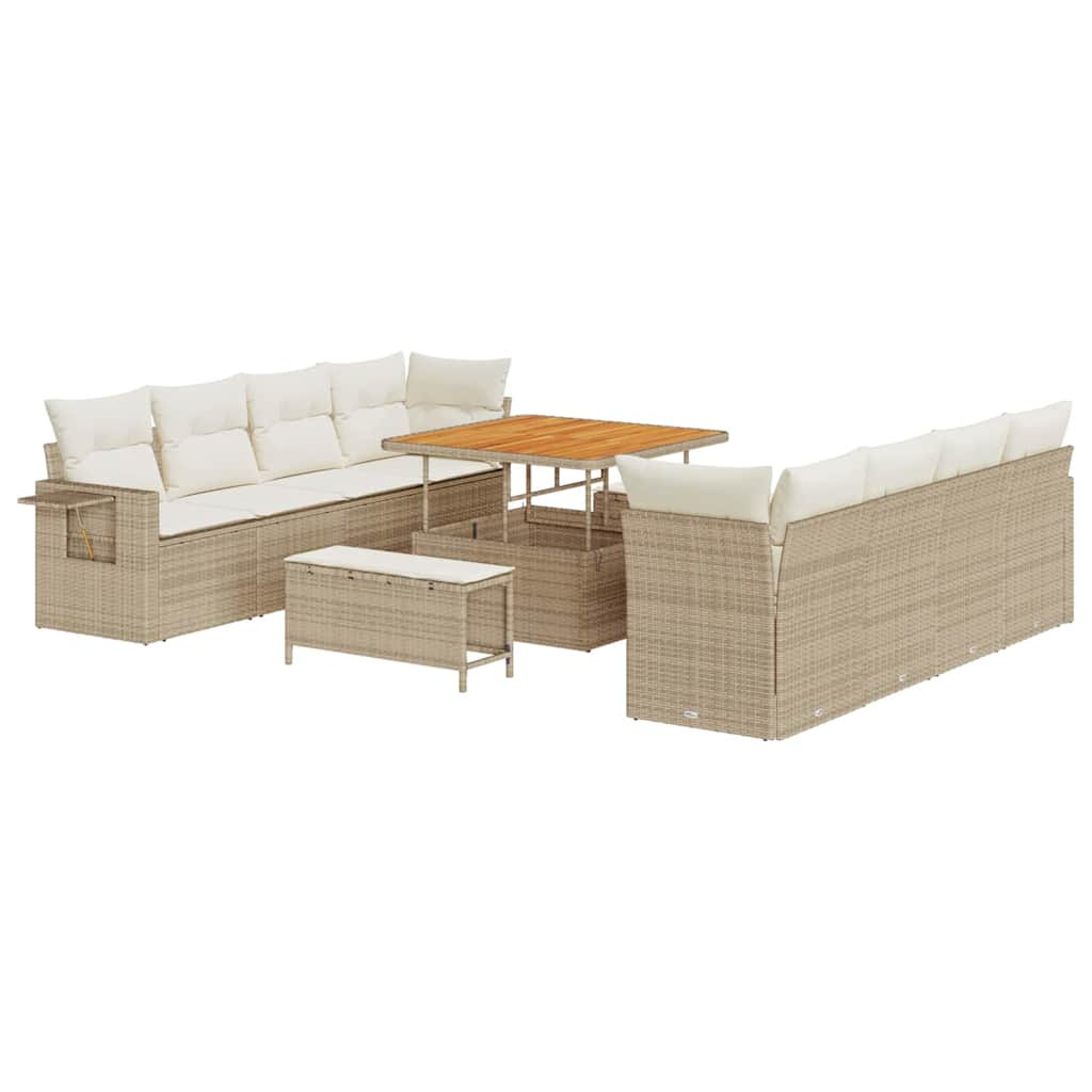 vidaXL Salon de jardin avec rangement 11 pcs Beige Résine tressée