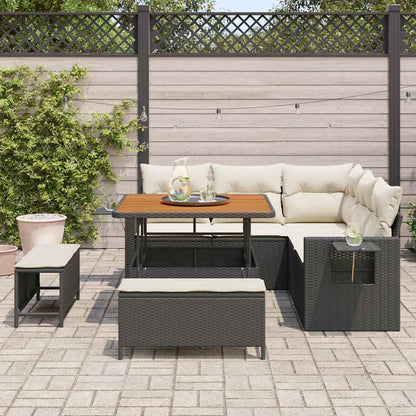 vidaXL Salon de jardin avec coussins 8 pcs Noir Résine tressée