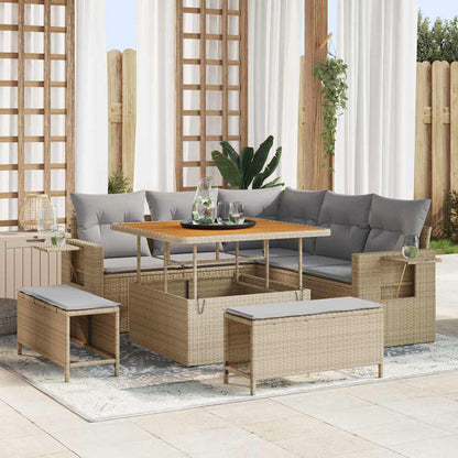 vidaXL Salon de jardin avec coussins 8 pcs Beige Résine tressée