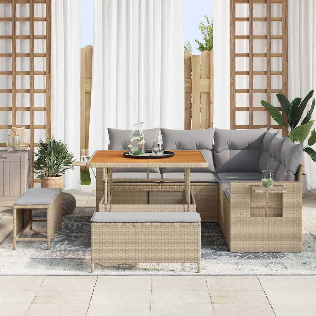 vidaXL Salon de jardin avec coussins 8 pcs Beige Résine tressée
