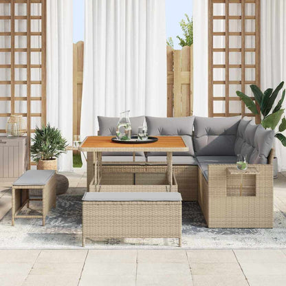 vidaXL Salon de jardin avec coussins 8 pcs Beige Résine tressée
