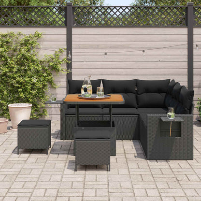 vidaXL Salon de jardin avec coussins 8 pcs Noir Résine tressée