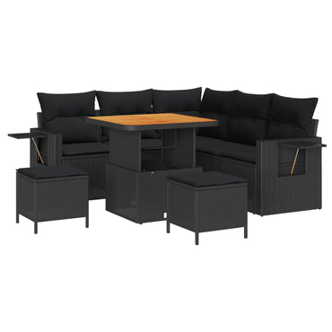 vidaXL Salon de jardin avec coussins 8 pcs Noir Résine tressée