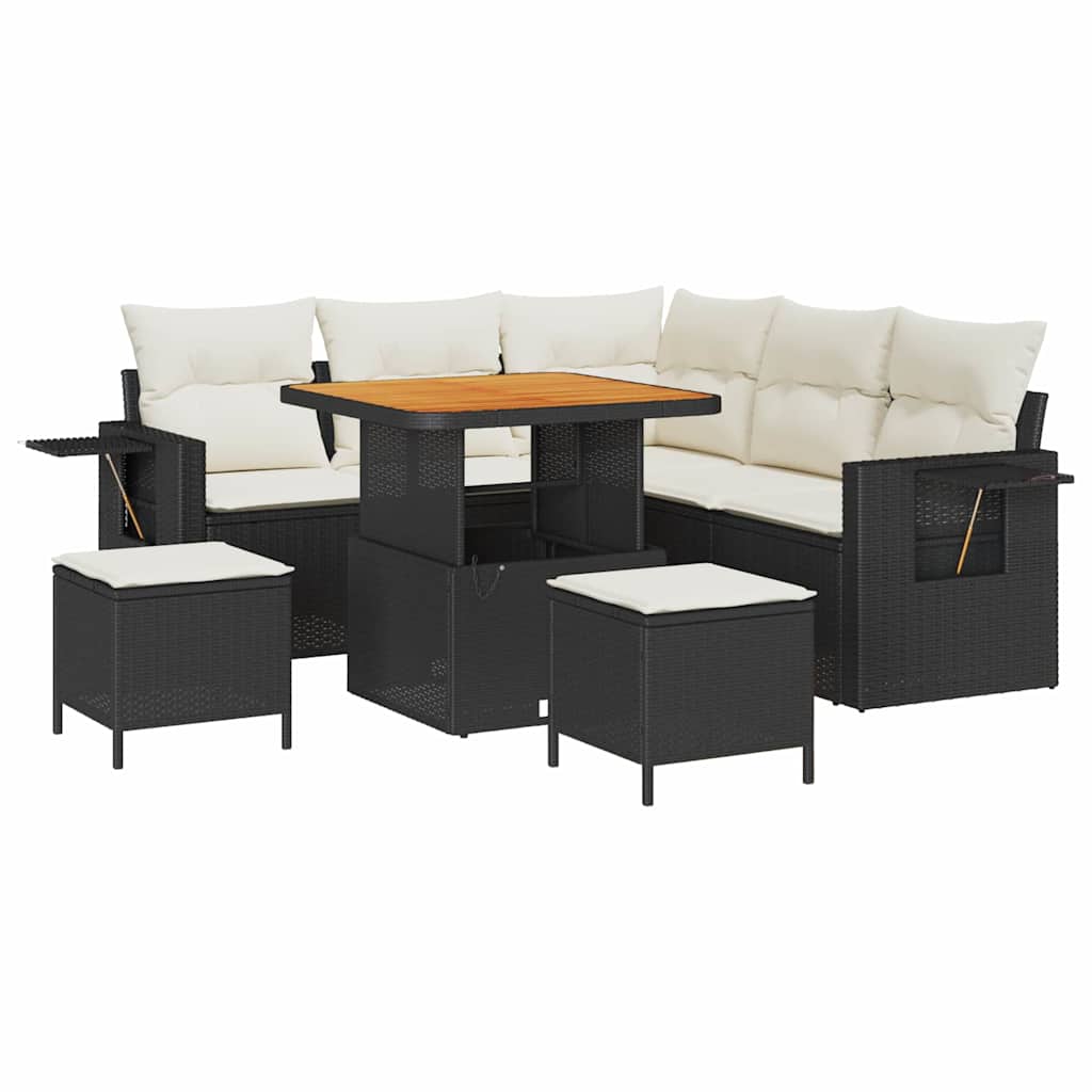 vidaXL Salon de jardin avec coussins 8 pcs Noir Résine tressée