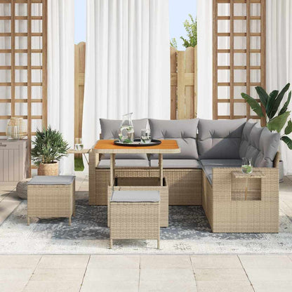vidaXL Salon de jardin avec coussins 8 pcs Beige Résine tressée