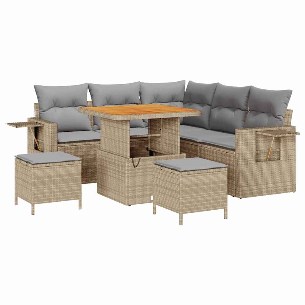 vidaXL Salon de jardin avec coussins 8 pcs Beige Résine tressée