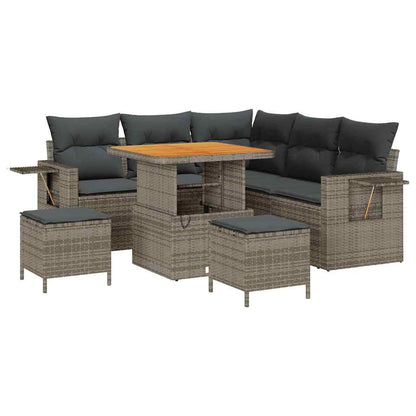 vidaXL Salon de jardin avec coussins 8 pcs Gris résine tressée