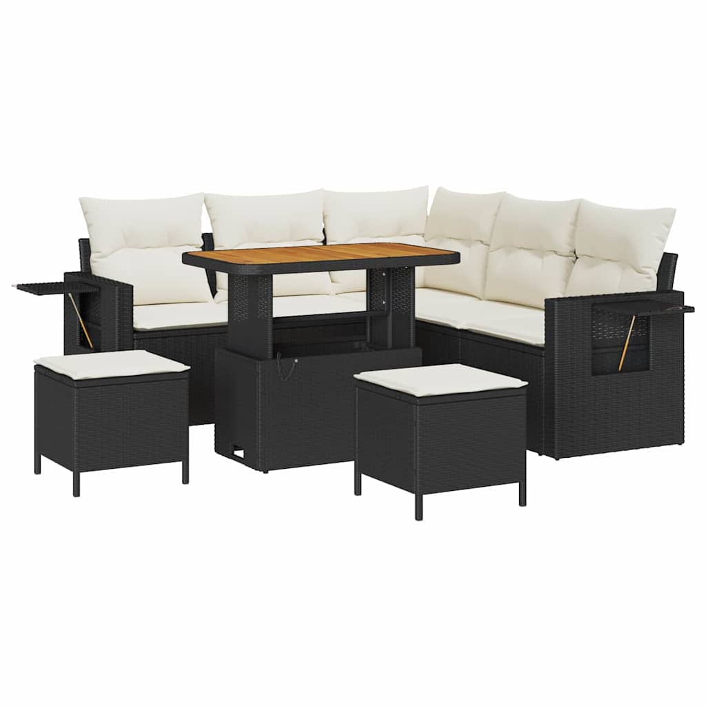vidaXL Salon de jardin avec coussins 8 pcs Noir Résine tressée