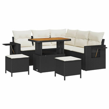 vidaXL Gartensofa-set mit Kissen 8 pcs Schwarz Poly-Rattan