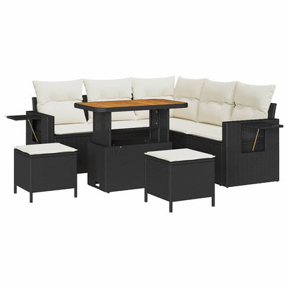 vidaXL Salon de jardin avec coussins 8 pcs Noir Résine tressée
