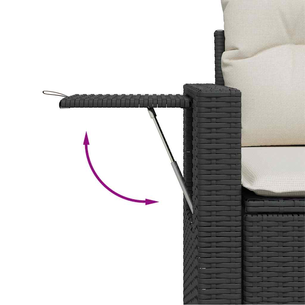 vidaXL Salon de jardin avec coussins 8 pcs Noir Résine tressée