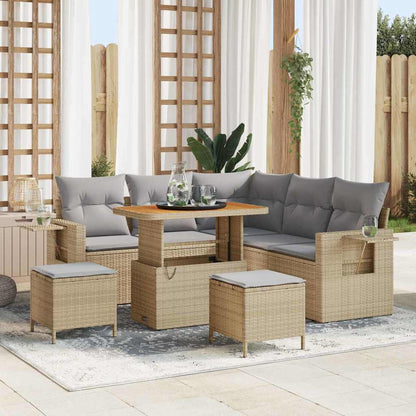 vidaXL Salon de jardin avec coussins 8 pcs Beige Résine tressée