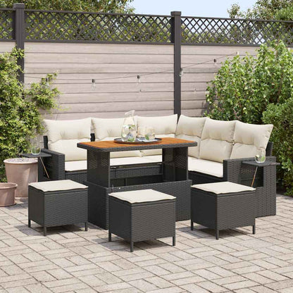 vidaXL Salon de jardin avec coussins 9 pcs Résine tressée noir