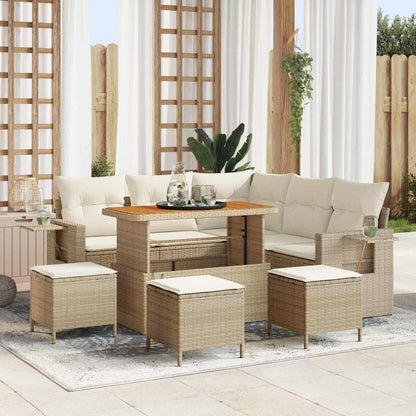 vidaXL Ensemble de canapés de jardin avec coussins 9 pcs Beige Résine tressée