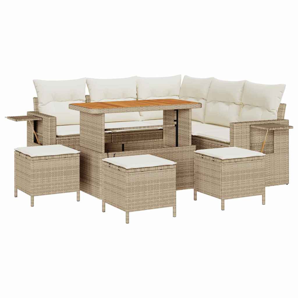 vidaXL Ensemble de canapés de jardin avec coussins 9 pcs Beige Résine tressée