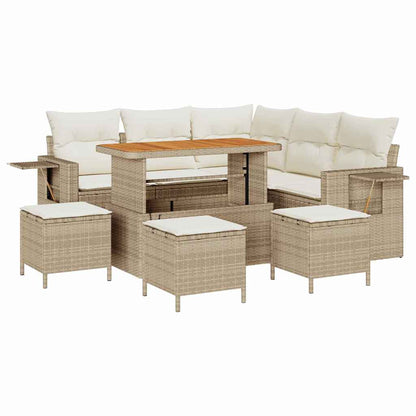 vidaXL Ensemble de canapés de jardin avec coussins 9 pcs Beige Résine tressée