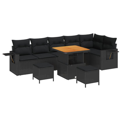 Gartensofa-set 9 pcs Schwarz Poly-Rattan