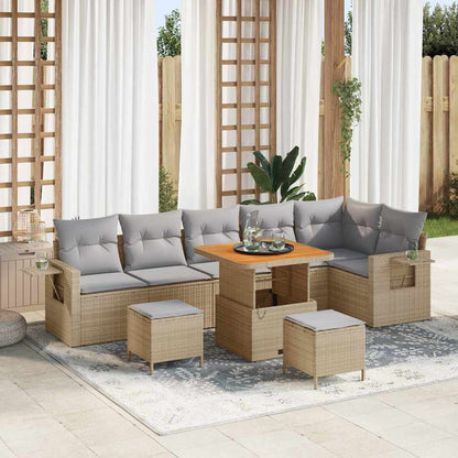 Gartensofa-set 9 pcs Beige Poly-Rattan