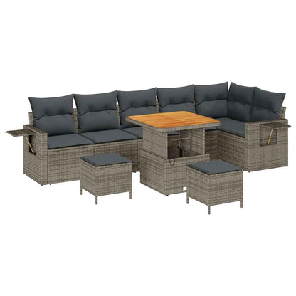 Gartensofa-set 9 pcs Grau Poly-Rattan