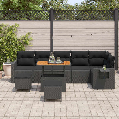 Gartensofa-set 9 pcs Schwarz Poly-Rattan