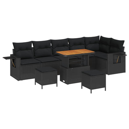 Gartensofa-set 9 pcs Schwarz Poly-Rattan