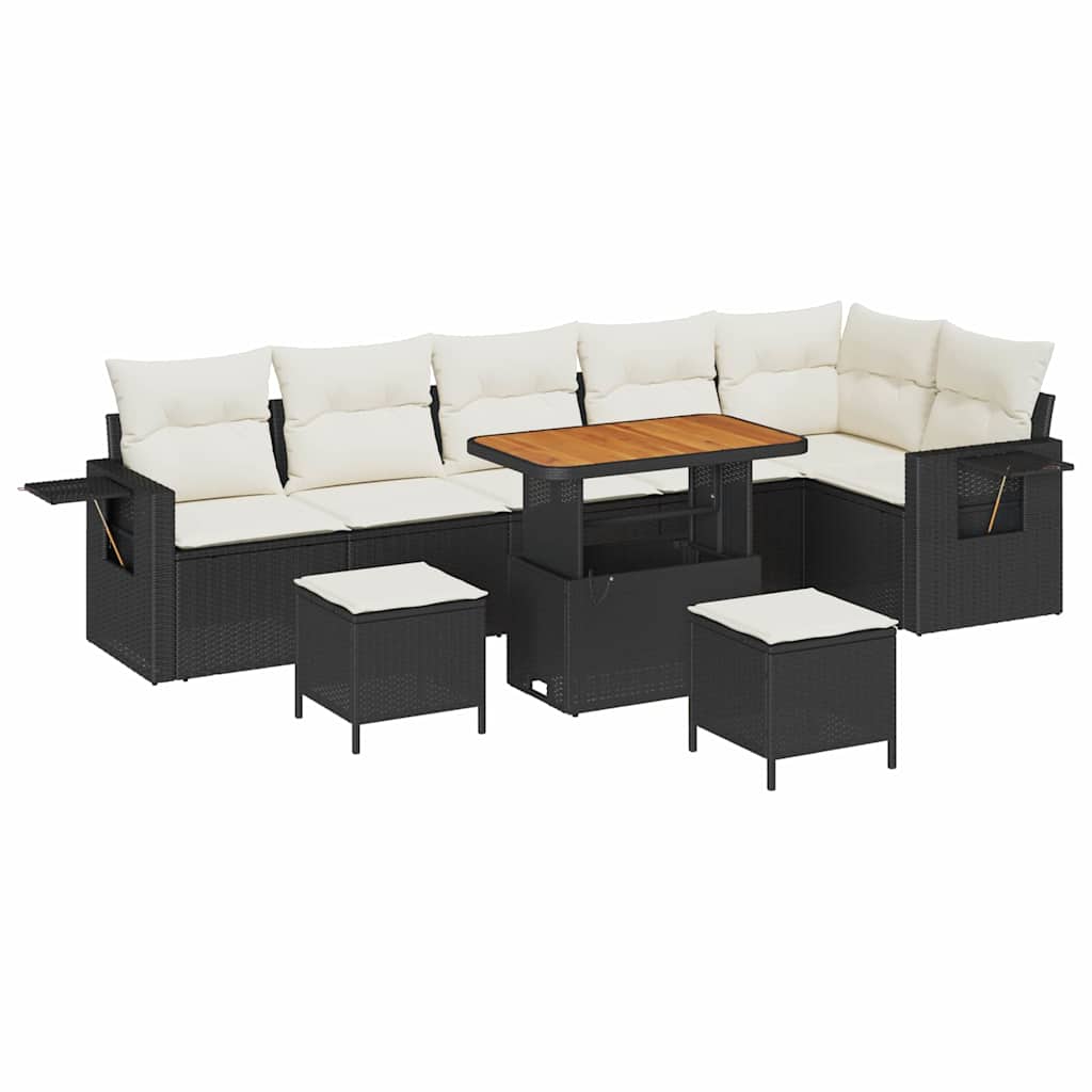 Gartensofa-set 9 pcs Schwarz Poly-Rattan