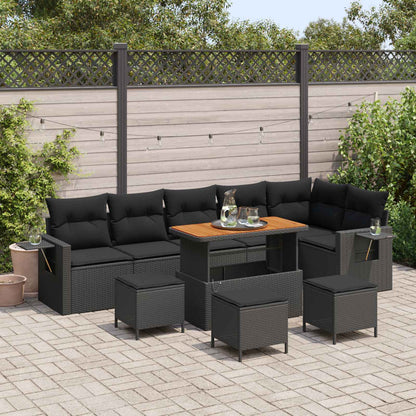 Gartensofa-set 10 pcs Schwarz Poly-Rattan