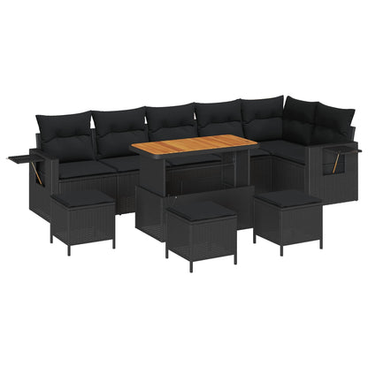 Gartensofa-set 10 pcs Schwarz Poly-Rattan