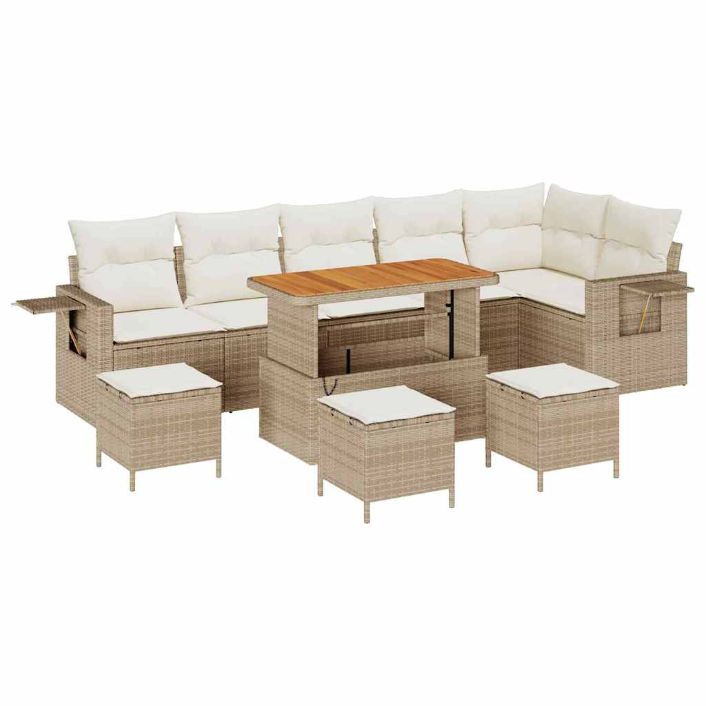 Gartensofa-set 10 pcs Beige Poly-Rattan