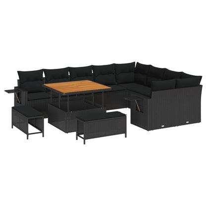 Gartensofa-set 12 pcs Schwarz Poly-Rattan