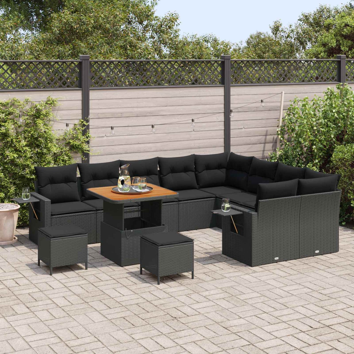 Gartensofa-set 12 pcs Schwarz Poly-Rattan